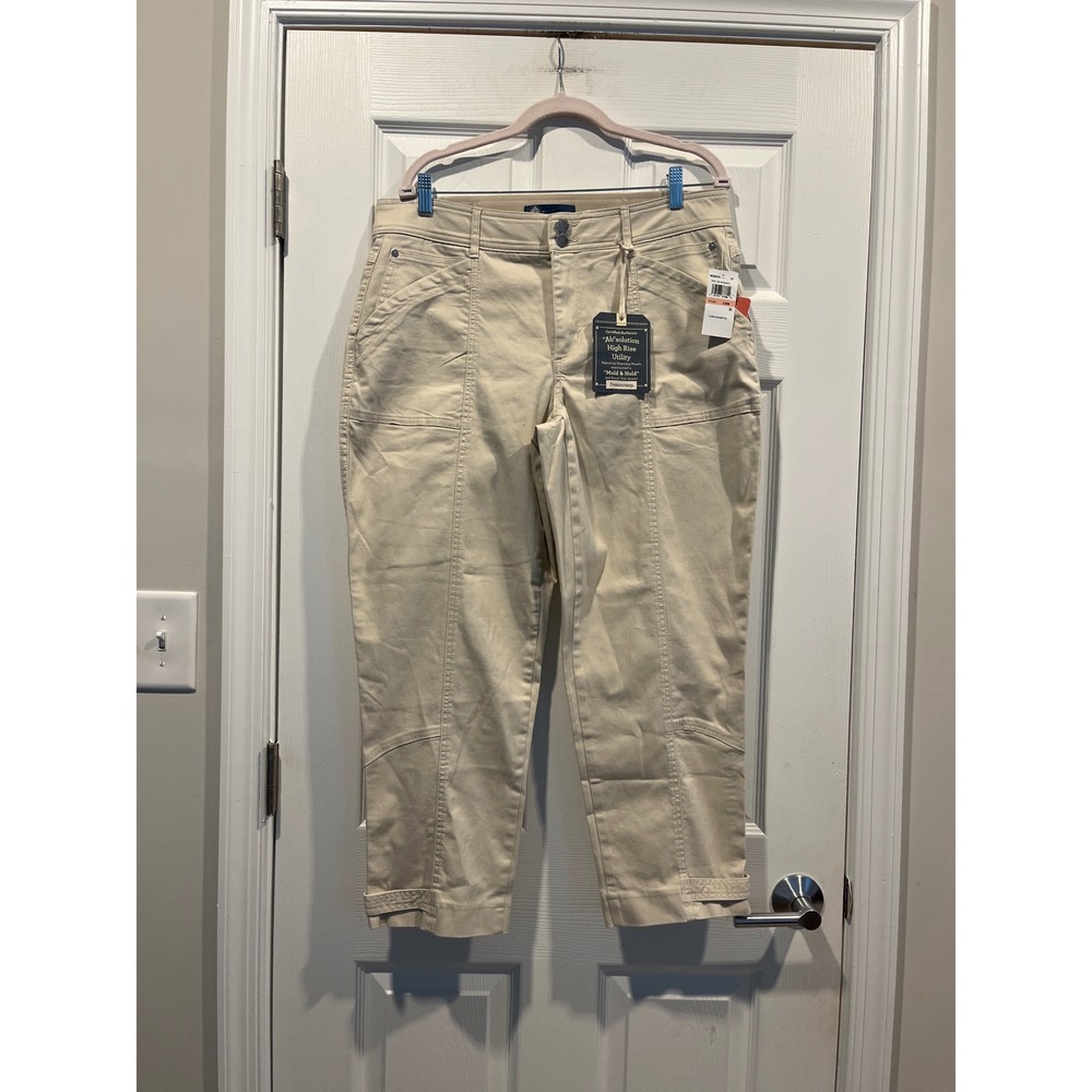 Democracy Ab-solution High Rise Utility Pants Beige Khaki Crop 14W NEW